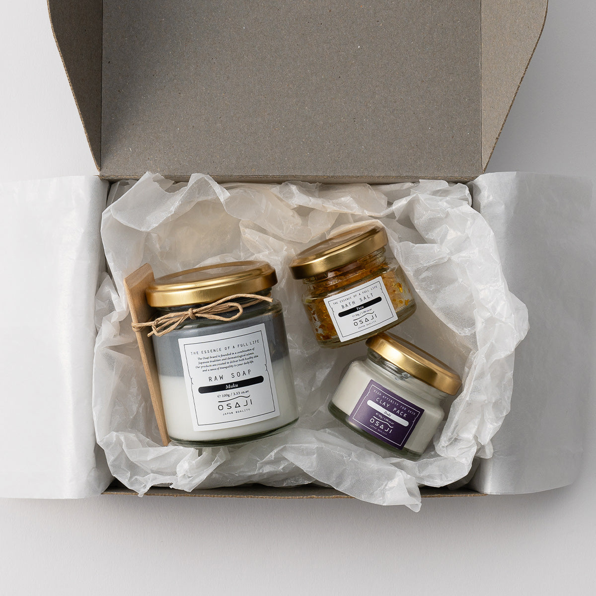 フェイバリットギフトセット（ローソープMuku・クレイパックミニ Ibuki・バスソルトYuzu30g）